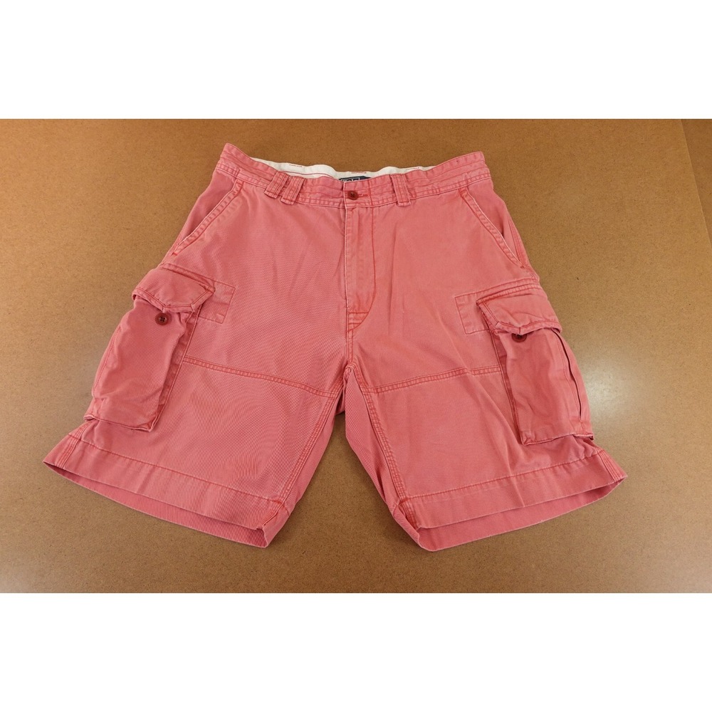 Polo Ralph Lauren Mens Size 36 Washed Red Cotton 9.5" Inseam Cargo Shorts
